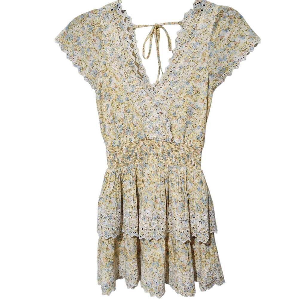 American Eagle Dress Size XS Lined  Embroidered Short Sleeve